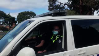 communist police mask check Melbourne Victoria Australia