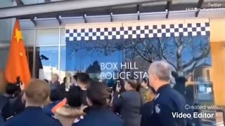 Box Hill Police Station in Melbourne Victoria raising the Chinese Communist flag in 2019 waking up