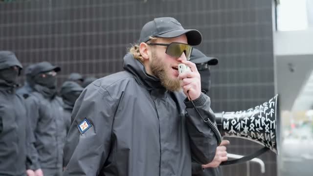 National Socialist Network (NSN) activism outside Department of Home Affairs.