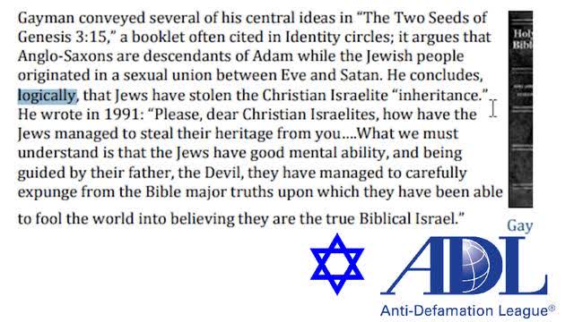 ADL ADMITS Jews Stole Israelite Heritage from CHRISTIANS