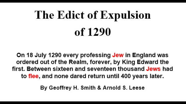 The Edict of Expulsion of 1290, expelling Jews from England Intro  Geoffrey Smith & Arnold Leese
