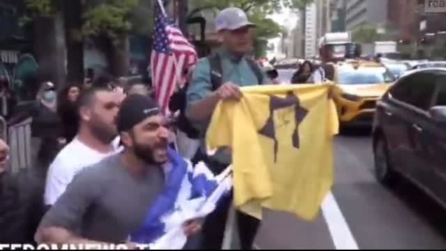 Israeli terrorist JDF and Palestine Supporters Clash In jew york city