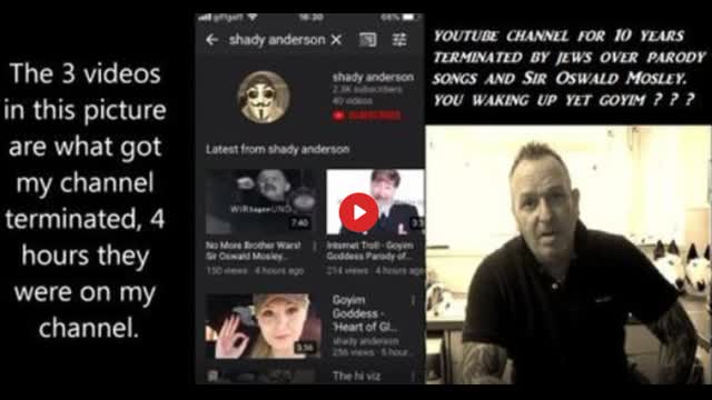 shady anderson 10 year youtube channel terminated by jews over parody songs (nearly 2 years ago)