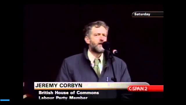 Jeremy Corbyn speaking at biggest protest in UK history against Iraq war