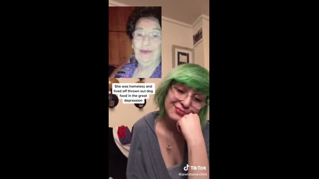 Kike proud of dog food eating Granny