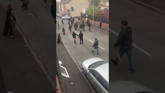 Muslim street fight...northern England