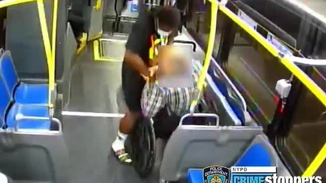 NYC Scum Robs a Man in a Wheelchair on a Staten Island Bus.