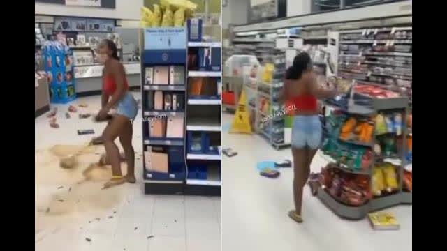 Unhappy Violent Karen Destroys CVS Store over Lack of Help.