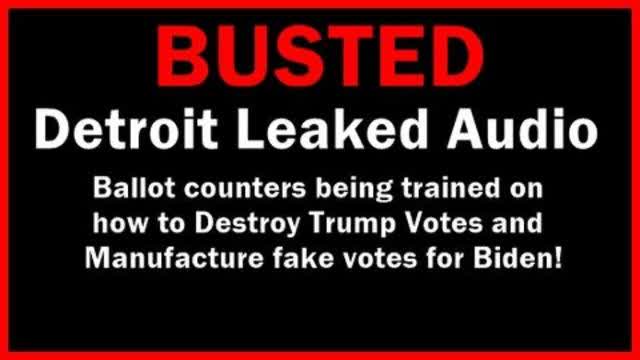 LEAKED AUDIO: Detroit Vote Counters being trained to Destroy Trump Votes and Manufacture Biden Votes