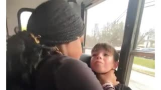 USA, Virginia. Female nigger strangles white boy on Fairfax county school bus.