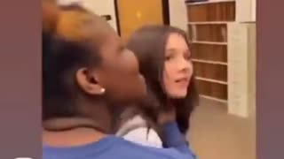 2 ratchet nigger ghetto hood boons attack a poor terrified white girl for seemingly no reason..AT """"SCHOOL"""""