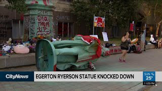 Egerton Ryerson statue knocked down