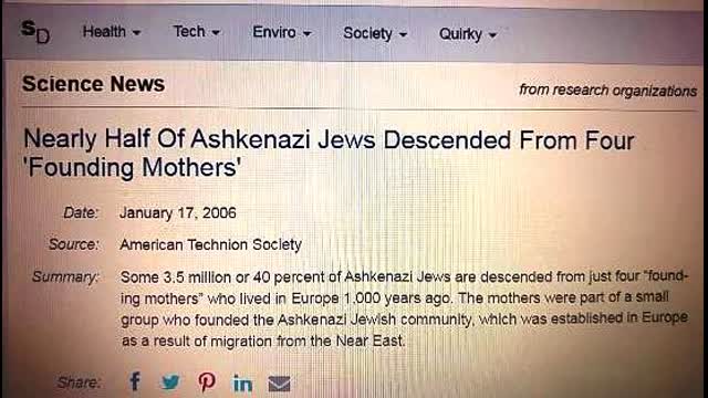 ASHKENAZI JEWS DESCENDED FROM 4 MOTHERS
