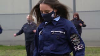 Jewngarian/Djungarian Police dances some Jewshit dance in Judapest 2