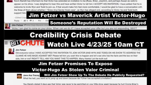 Jim Fetzer Publicly Requests Accepts Victor Hugo LIVE Debate Set April 23 2025 10 AM Central Time