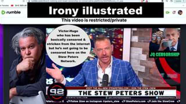 Irony Stew Peters Says Victor Hugo Will Not Be Censored On SPN Then Censors Victor Hugo On SPN