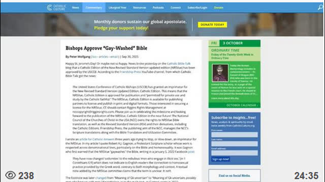 Steve Bannon's War Room (Ben Harnwell) - Appallingly Catholic Gay-Washed Bible, Oct 3, 2025