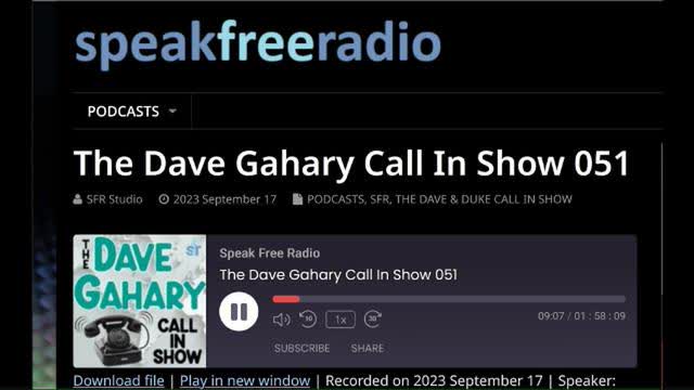 Dave Gahary Interviews Michael Weaver on SPEAKFREERADIO, Sept 19, 2023