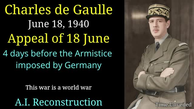 Charles De Gaulle Appeal of 18 June - In English AI Reconstruction
