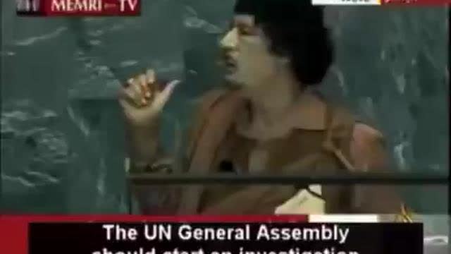 Gaddafi suggested Israel killed JFK at the UN, calling for an investigation.