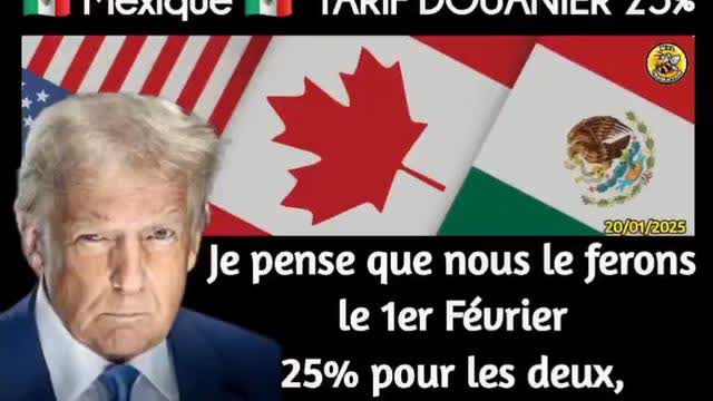 Trump signs the EO to apply 25% tariffs on Canada/ Mexico starting on Feb, 1st 2025 (vostfr)