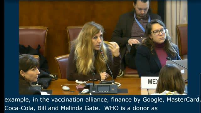 Intervention Chloé Frammery à l'ONU : les donateurs privés de Gavi & de l'OMS, (vosten)