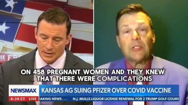 Kansas attorney general Kris Kobach is suing Pfizer for saving lies, not lives