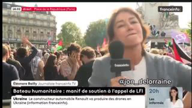 La journaliste Éléonore Bailly bousculée avant de disparaître hors champ à une manif LFI
