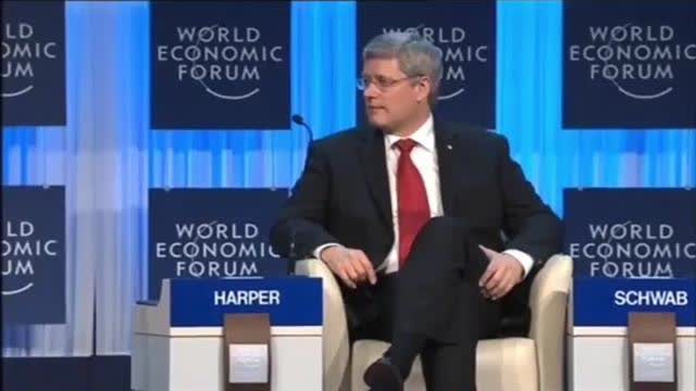 Stephen Harper at the WEF recognizing the Klaus Schwab "SATANIC" vision - be prepared with Poilievre