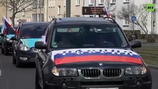 Rally in Berlin of a convoy of 5000 cars in favor of Russia