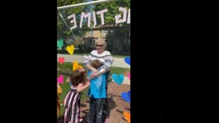 Nana hugs while social distancing