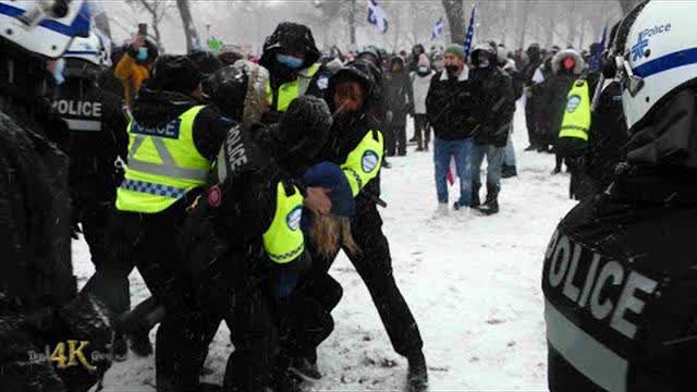 MontrÃ©al: Mom anti-mask resisting arrest at anti-vaxer protest 12-20-2020