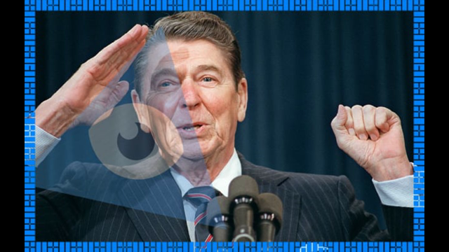 Jew Ronald Reagan Foretells Their Alien Hoax Will Jewnite the World