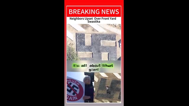 Jew woman upset about swastika in mans garden