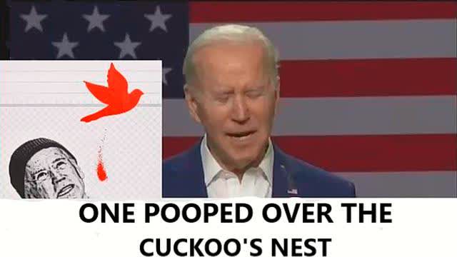 One pooped over the Cuckoos Nest. Bird craps on Biden while he is speaking.