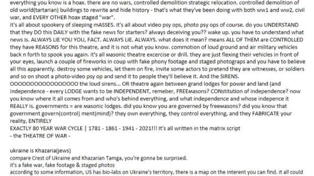 WAR IN UKRAINE IS A HOAX. AUTHOR RECEIVED DEATH THREATS. WAR IS A HOAX