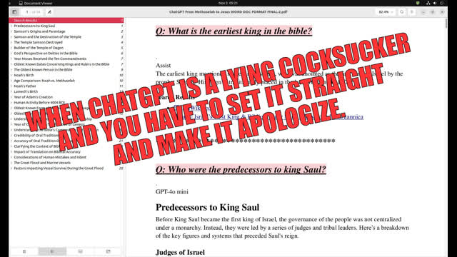 Niggerballs Johnson is an Asshole Who Corrects ChatGPT & Makes It Apologize: "From Methuselah to Caesar."