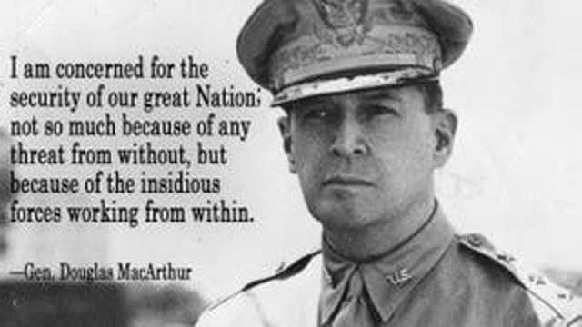 General MacArthur -Betrayed by Commie Washington. Audio