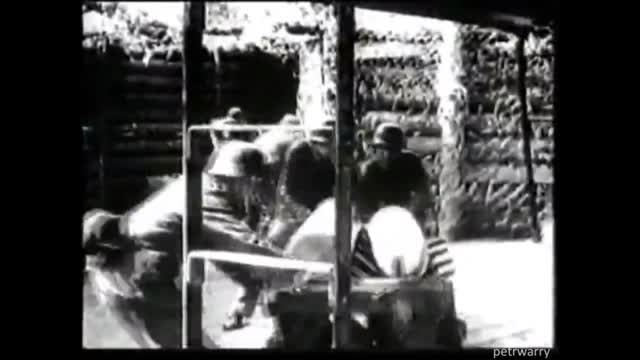 WWII Heavy shelling of Leningrad German big guns in action