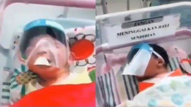 Newborn babies forced to wear face shields
