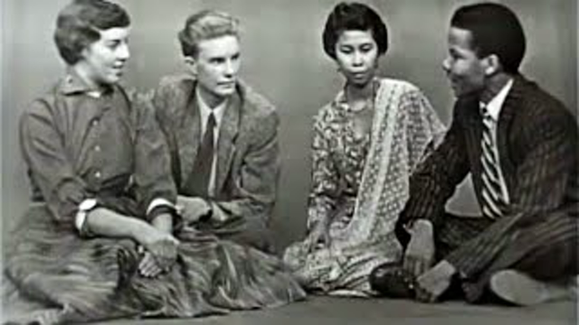 1955 High School Exchange Students from Indonesia, Ghana, South Africa & Denmark discuss race