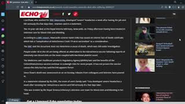 AstraZeneca Jab Kills BBC Presenter Aged 44