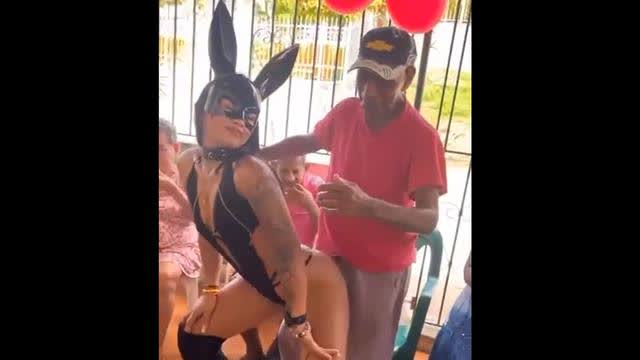 She brought strippers to the retirement home. Old lady goes into cardiac arrest.