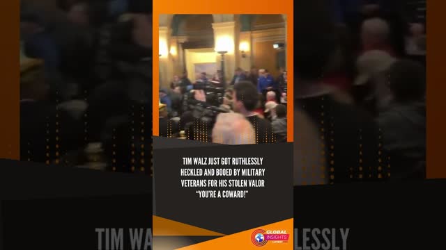 Tim Walz just got RUTHLESSLY heckled by military veterans for his stolen valor #shorts