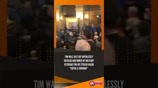 Tim Walz just got RUTHLESSLY heckled by military veterans for his stolen valor #shorts