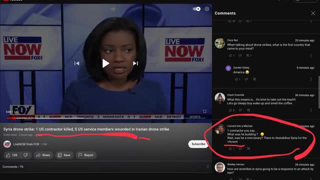 SYRIA DRONE STRIKE ðŸš€ 1 US 'CONTRACTOR' KILLED; 5 US SERVICE MEMBERS WOUNDED IN IRANIAN DRONE STRIKE