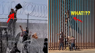 Actual Footage: Migrants Stopped by Police in Shocking Chase & Border Climb