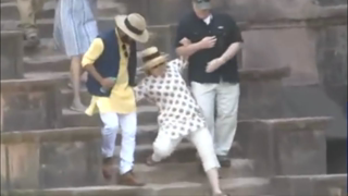 Hillary Clinton on why Trump won AND she nearly falls down stairs in India
