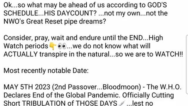 WE MAY BE FURTHER ALONG IN THE TIMELINE THAN WHAT I HAD THOUGHT