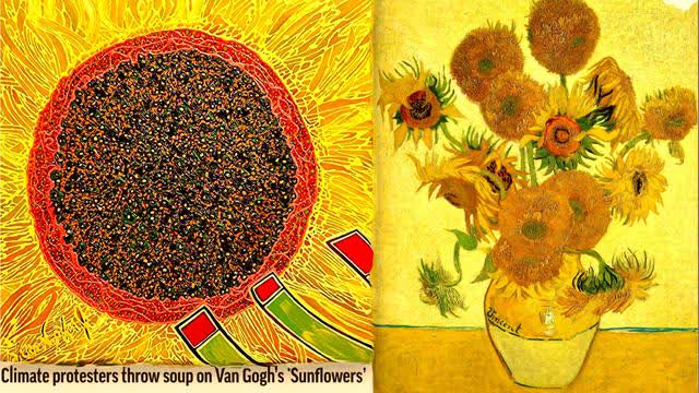 Van Gogh Sunflower Painting Attacked By Crazy Woke White Women With Soup In London National Gallery